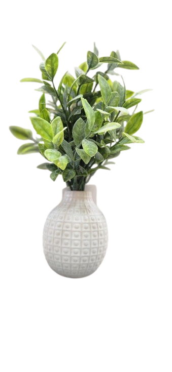 Faux Plant in White Square Dot Ceramic Pot 