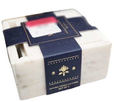 Marble Coasters in White Marble Case set of 4