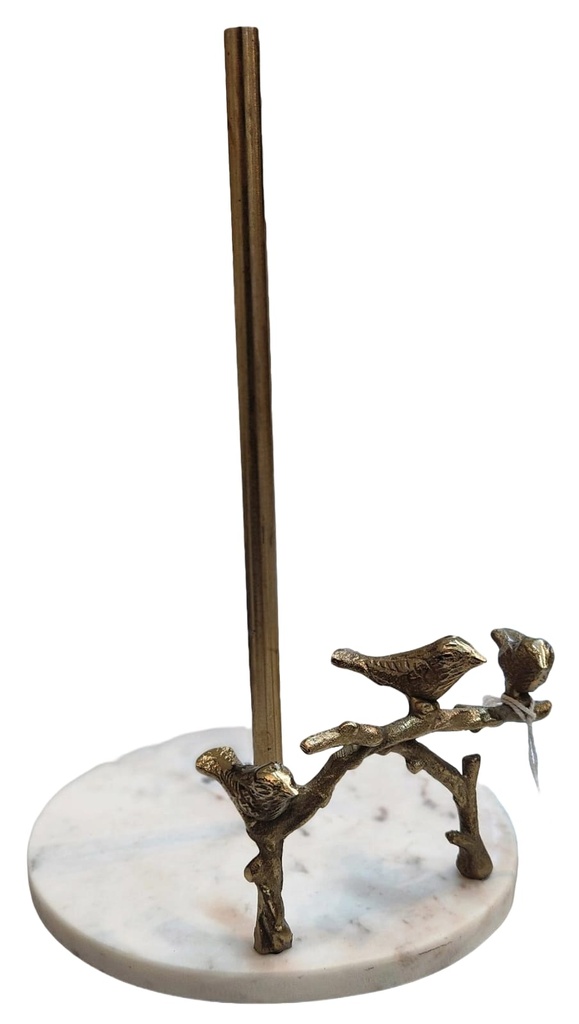 Marble Base Paper Towel Holder with Gold Bird Details 