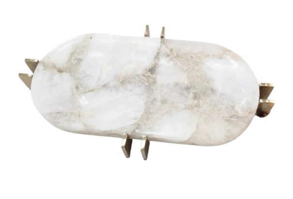 Agate Stone Tray with Gold Base  