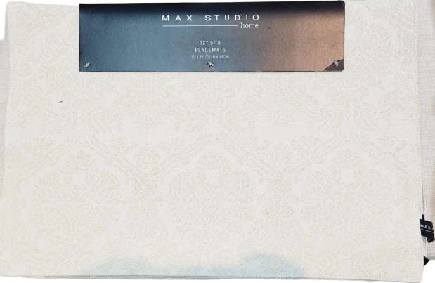 Max Studio Placemats- Cream with Gold Design Set of 8 