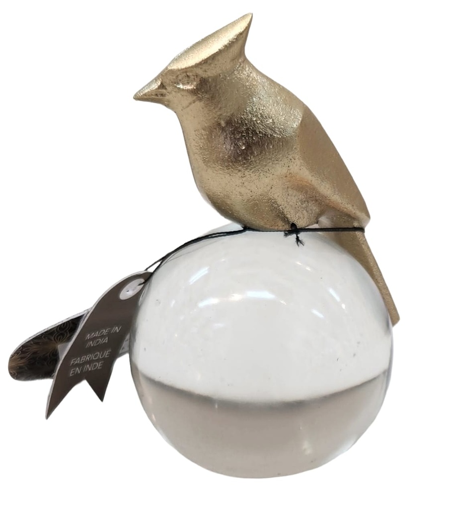 Gold Bird on Glass Sphere 