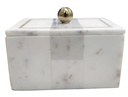 Marble Box With Gold Sphere Handle -Lg 