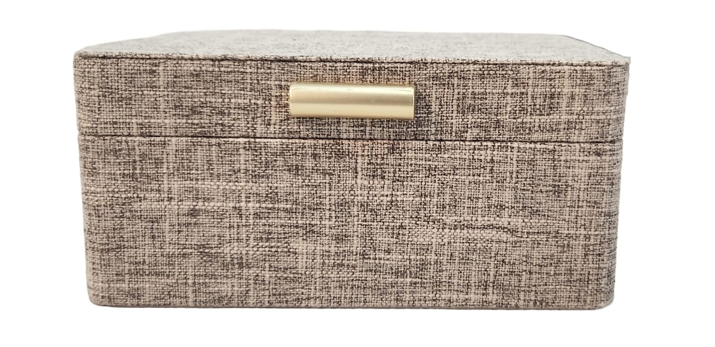 Grey Fabric Box With Gold Handle 