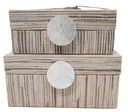 Brown and White Fabric Box With White Handle-Lg