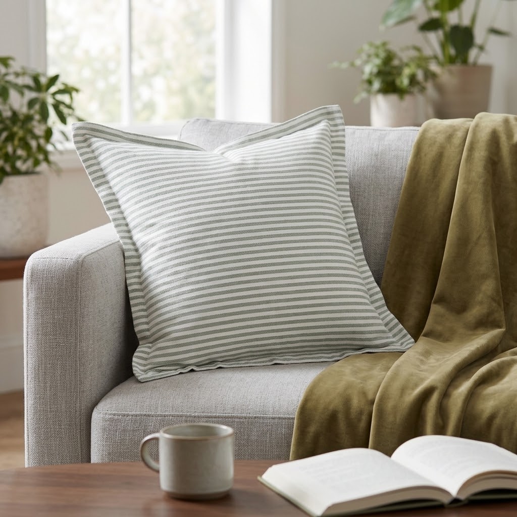 Brooks Brothers Green & White Striped Fade Pillow 