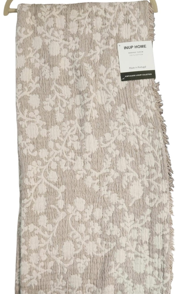 Inup Home Brown & Cream Floral Patterned Throw 