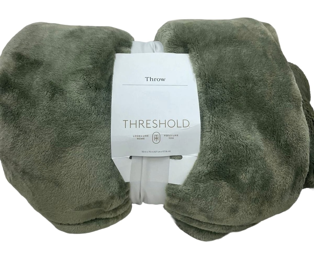 Threshold Olive Green 50" x 70" Plush Fleece Throw Blanket  