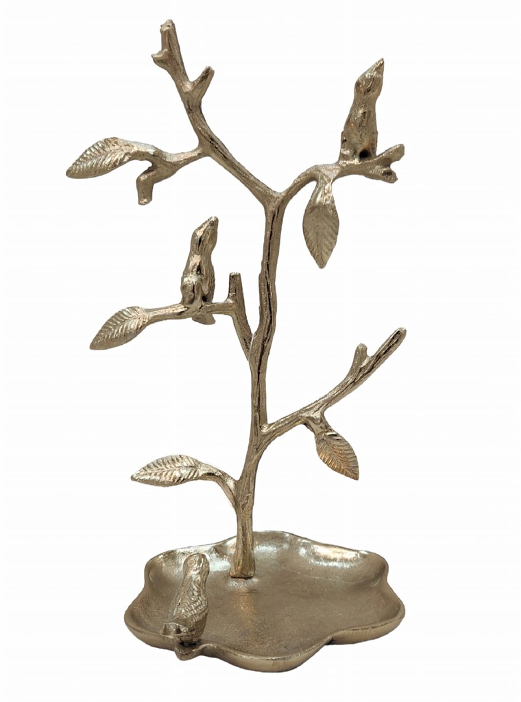 Gold Metal Bird & Branch Jewelry Stand  