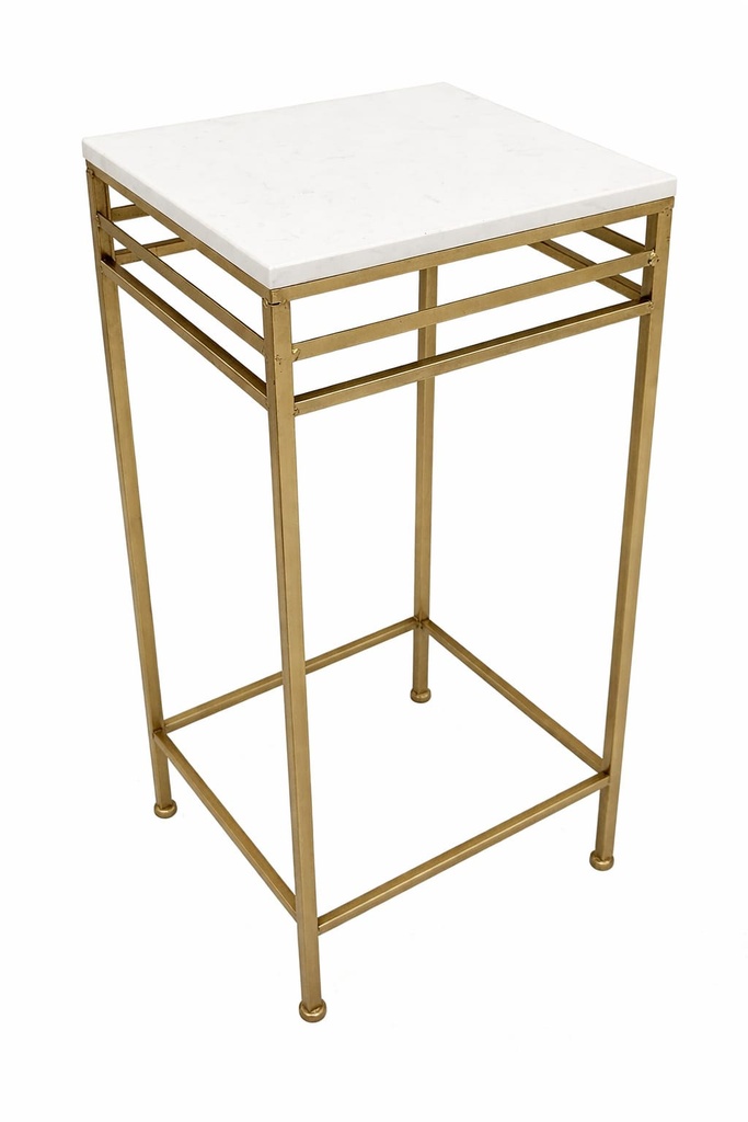 Marble Top Square side Table with Gold Frame 