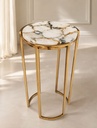Agate Top with Gold Metal Base Side Table  