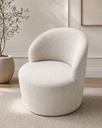Rachel Zoe Barrel Swivel White & Brown Patterned Chair  