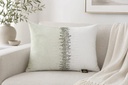 White & Green Colourblock Pillow With Beaded Details 
