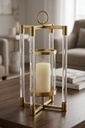 Acrylic & Gold Lantern Candle Holder  