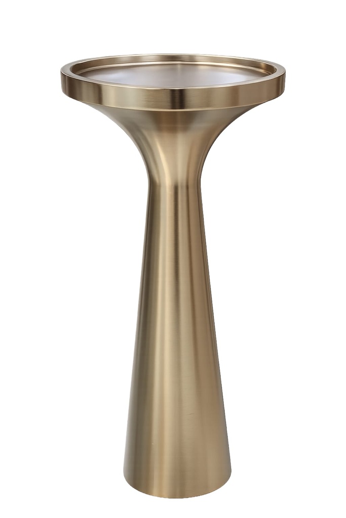 Solid Gold Metal Base Pedestal Side Table  