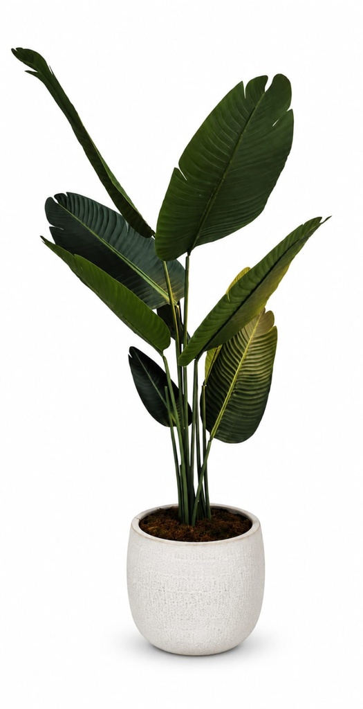 4FT Bird of Paradise Faux Plant in Large White Ceramic Pot  
