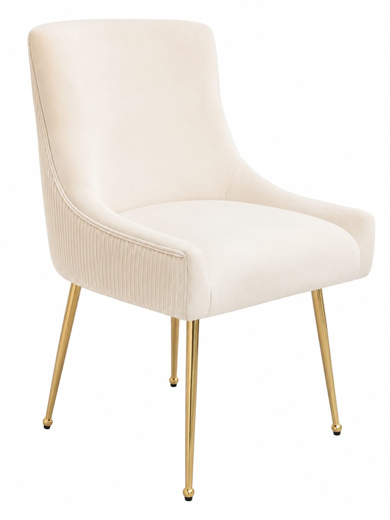 Baudel Velvet Side Chair-Beige 