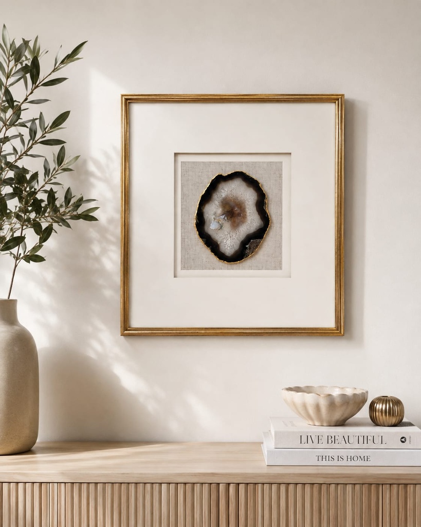 Gold Frame Large Agate Stone Wallart