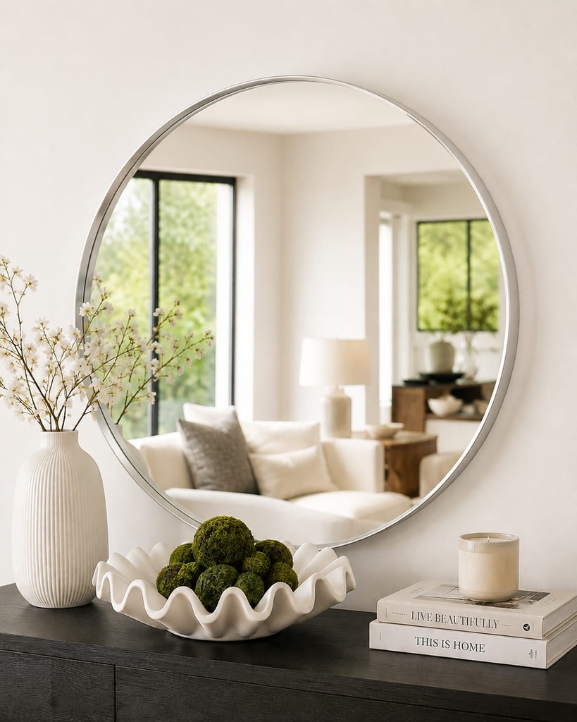32 x 32 Round Silver Mirror