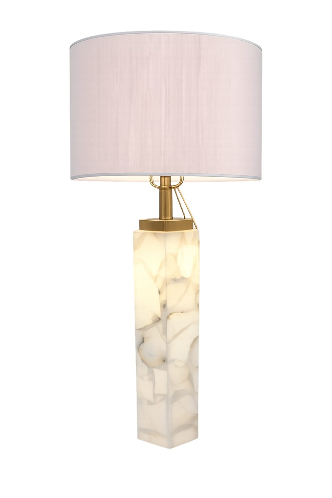 Hexagonal Alabaster Stone Base Lamp