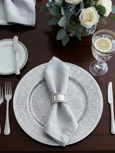Silver Metal Rope Detail Napkin Rings 
(Set of 4) 