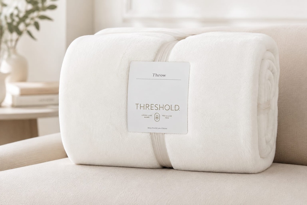50 x 70 Plush Ivory Throw Blanket 