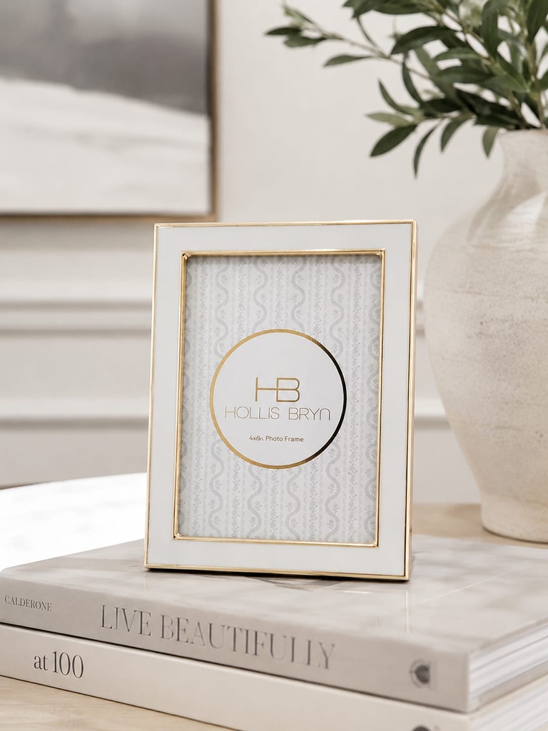 4" x 6" Hollis Bryn Gold & White Rectangular Picture Frame 