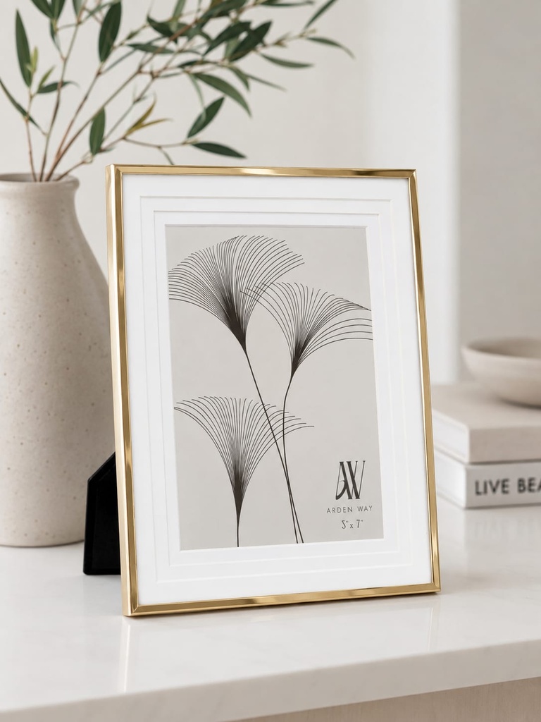 5" x 7" Arden Way Gold & White Inlay Picture Frame 