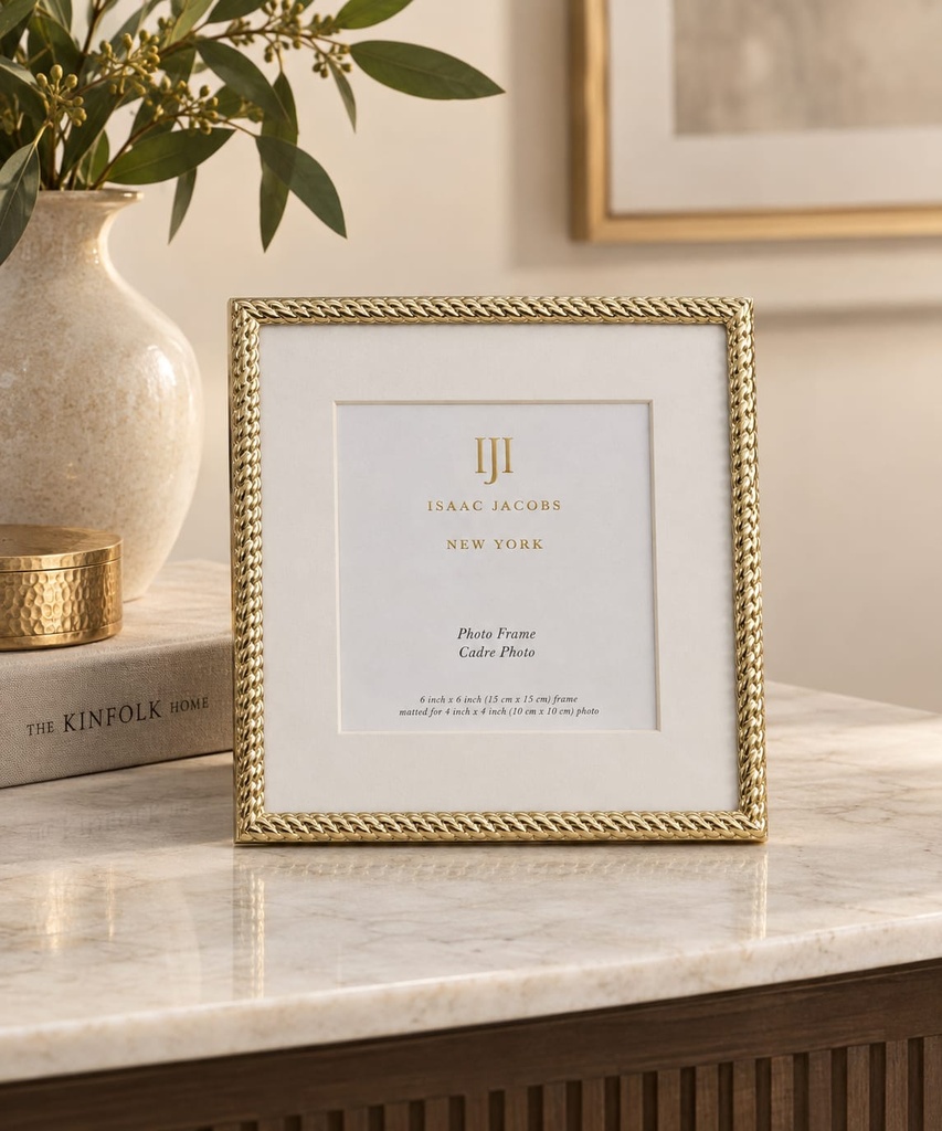 4" x 4" Isaac Jacobs Gold Rope Frame Picture Frame
