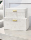 Ivory Suede Box With Gold Handle Small
