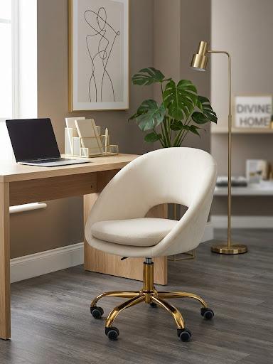 Tan Velvet Ergonomic Design Office Chair 
