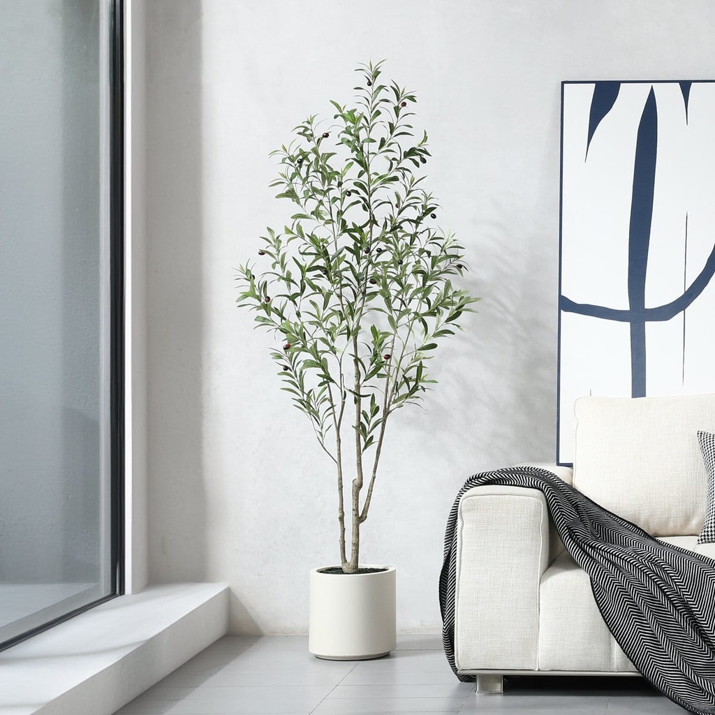 6FT Faux Olive Tree in Ivory Planter 