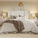 Canuto Ivory Bed with Wingback Headboard-King