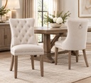 Velvet Tufted Dining Chair -Beige