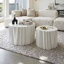 White Faux Marble Round Nesting Coffee Table