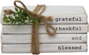 GRATEFUL THANKFUL & BLESSED DECORATIVE WOODEN BOOKS 4PC