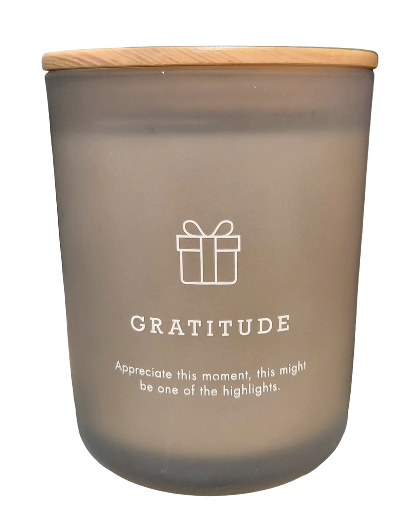 GREY SMOKED GLASS GRATITUDE CANDLE