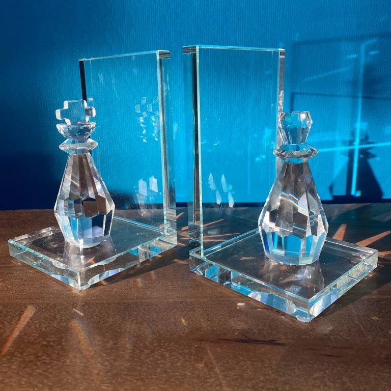 CRYSTAL CHESS BOOKENDS