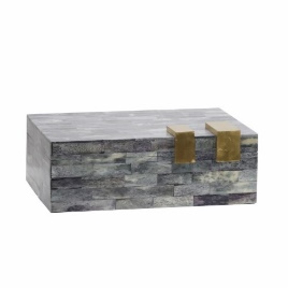 BONE 9" RECTANGULAR BOX, DARK GRAY