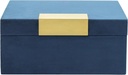 VELVETEEN JEWELRY BOX NAVY/GOLD-SMALL