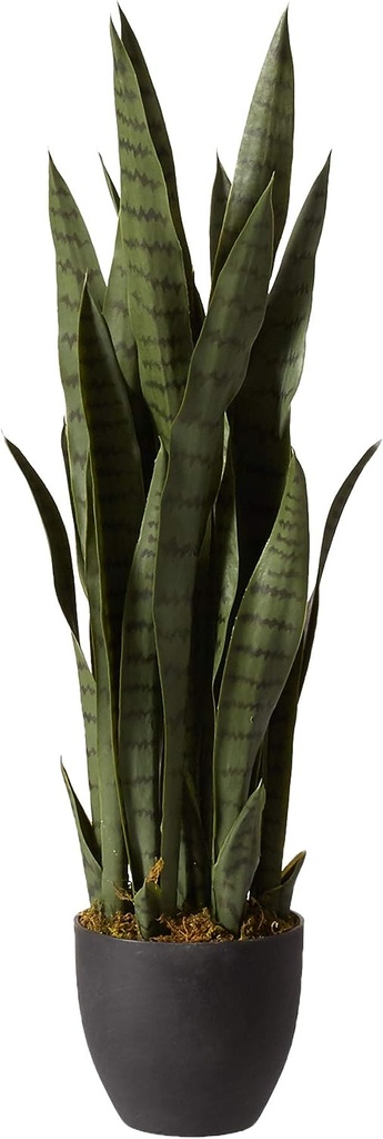 NEARLY NATURAL , GREEN 4855 35IN SANSEVIERIA WITH BLACK PLANTER