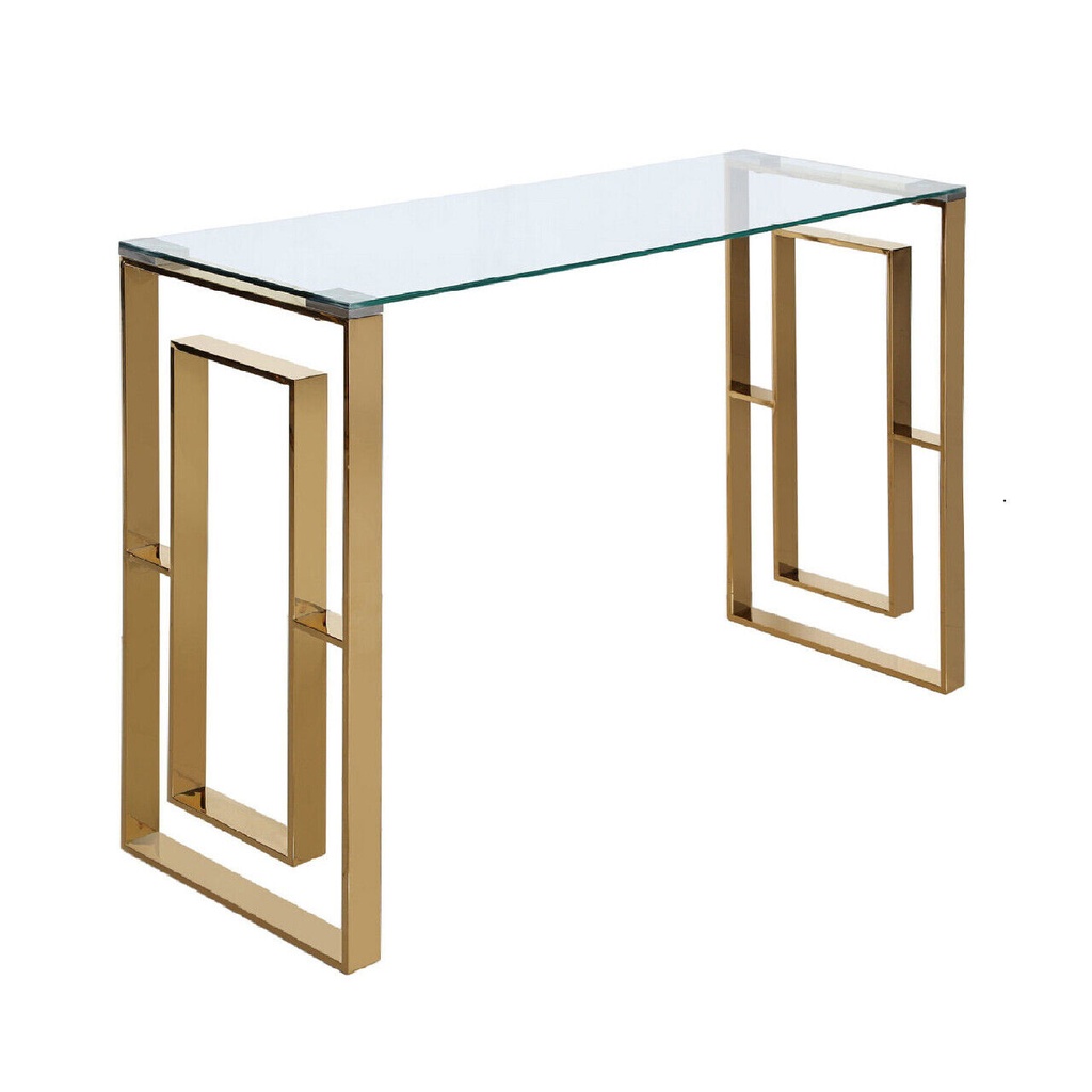 GOLD METAL/GLASS CONSOLE TABLE