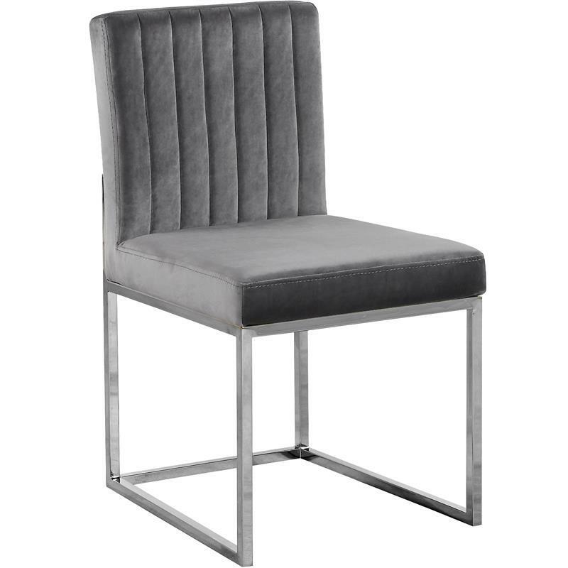 DARK GRAY VELVET WITH CHROME LEGS BAR STOOL