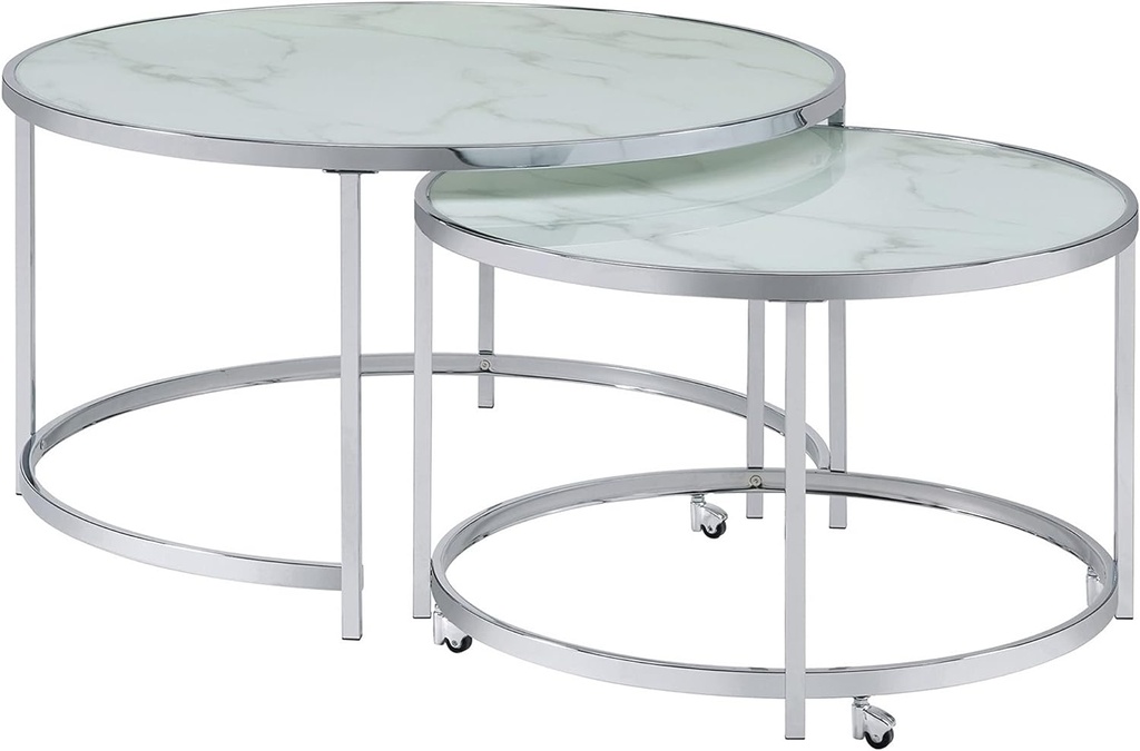 METAL MARBLE GLASS ROUND SIDE TABLE MED