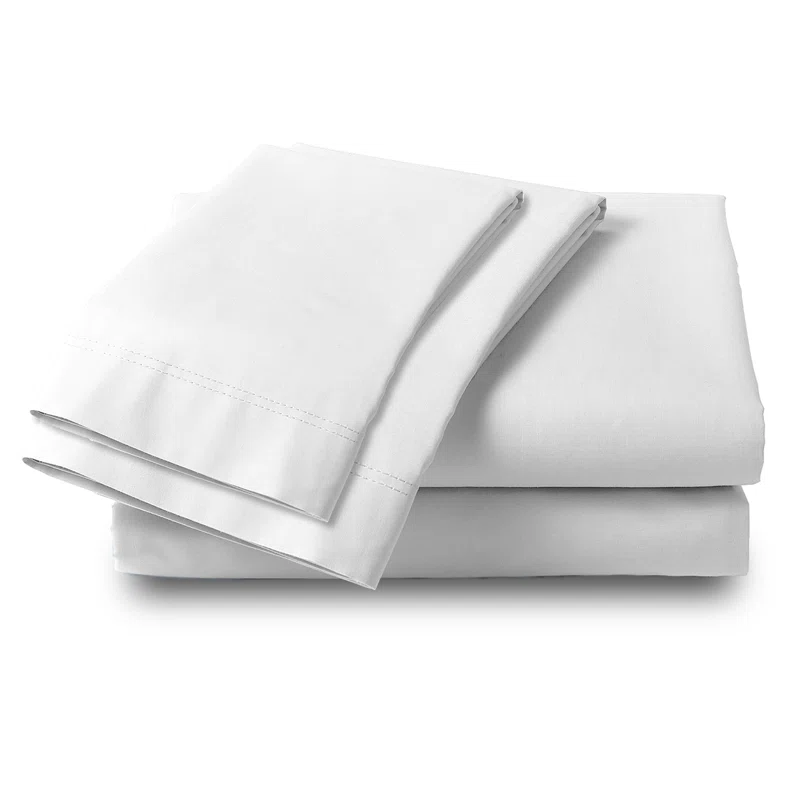 100% COTTON  ULTRA-SOFT & SILKY WRINKLE-RESISTANT SHEET SET- QUEEN WHITE