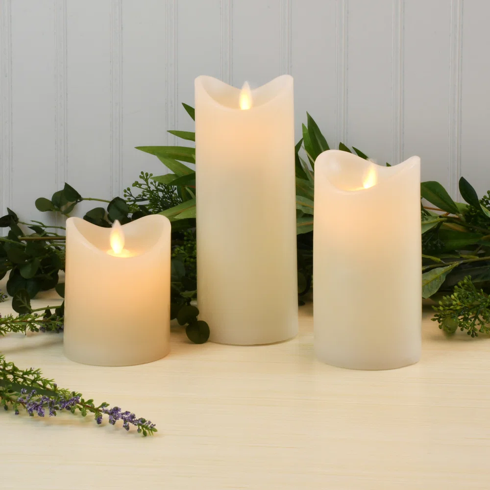 BATTERY OPERATED LED WAX CANDLES WITH MOVING FLAME - 8''