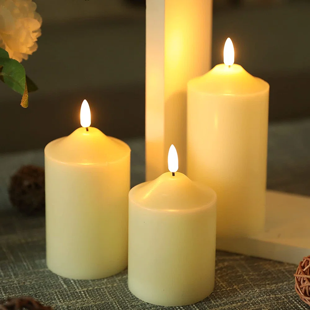 UNSCENTED FLAMELESS PILLAR CANDLE- LARGE