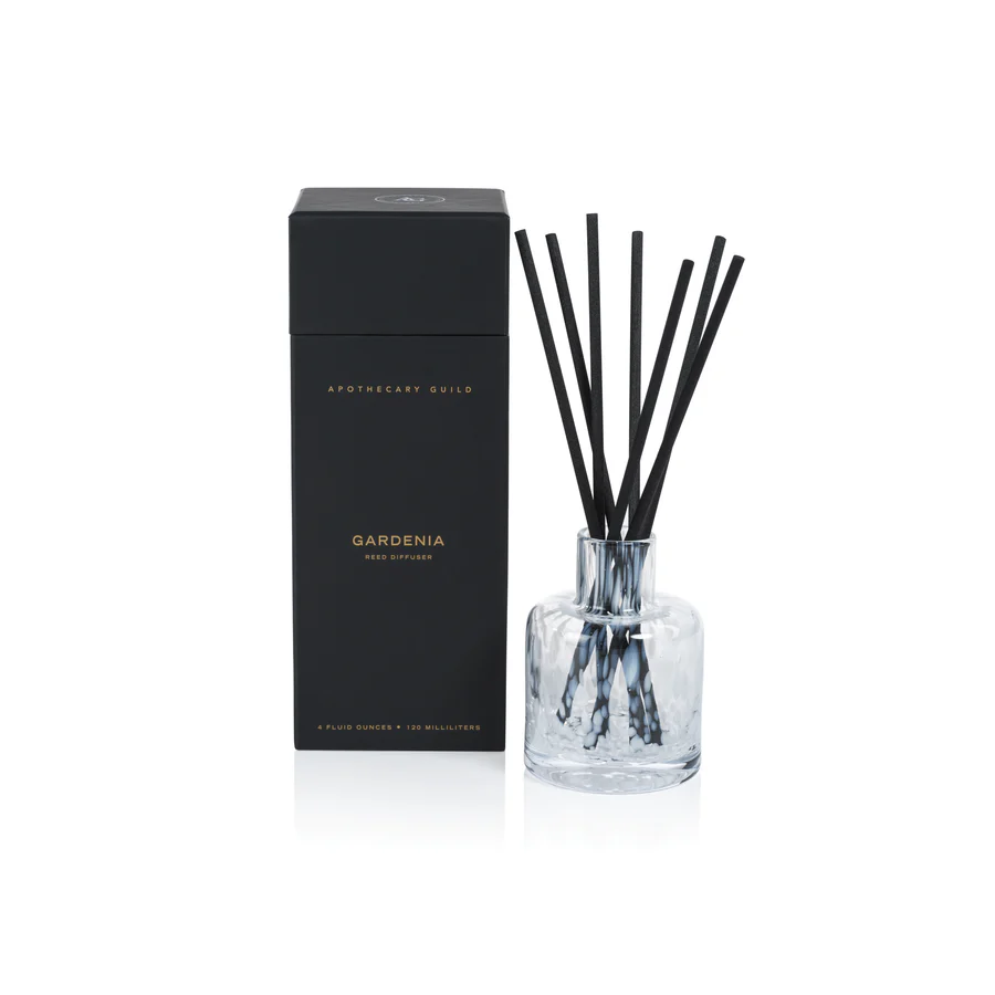 APOTHECARY GUILD OPAL GLASS REED DIFFUSER IN GIFT BOX - WHITE GARDENIA