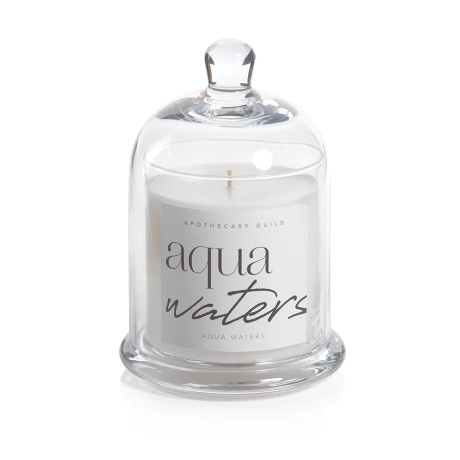 SCENTED CANDLE JAR WITH GLASS DOME- AQUA WATERS DL