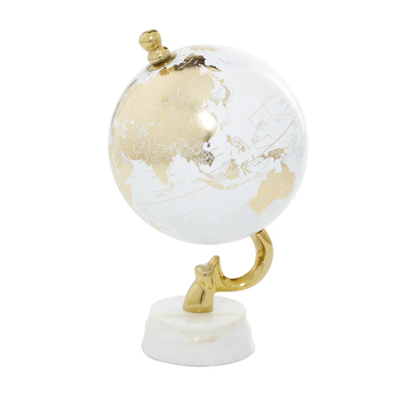 TABLETOP GLOBE WHITE AND GOLD